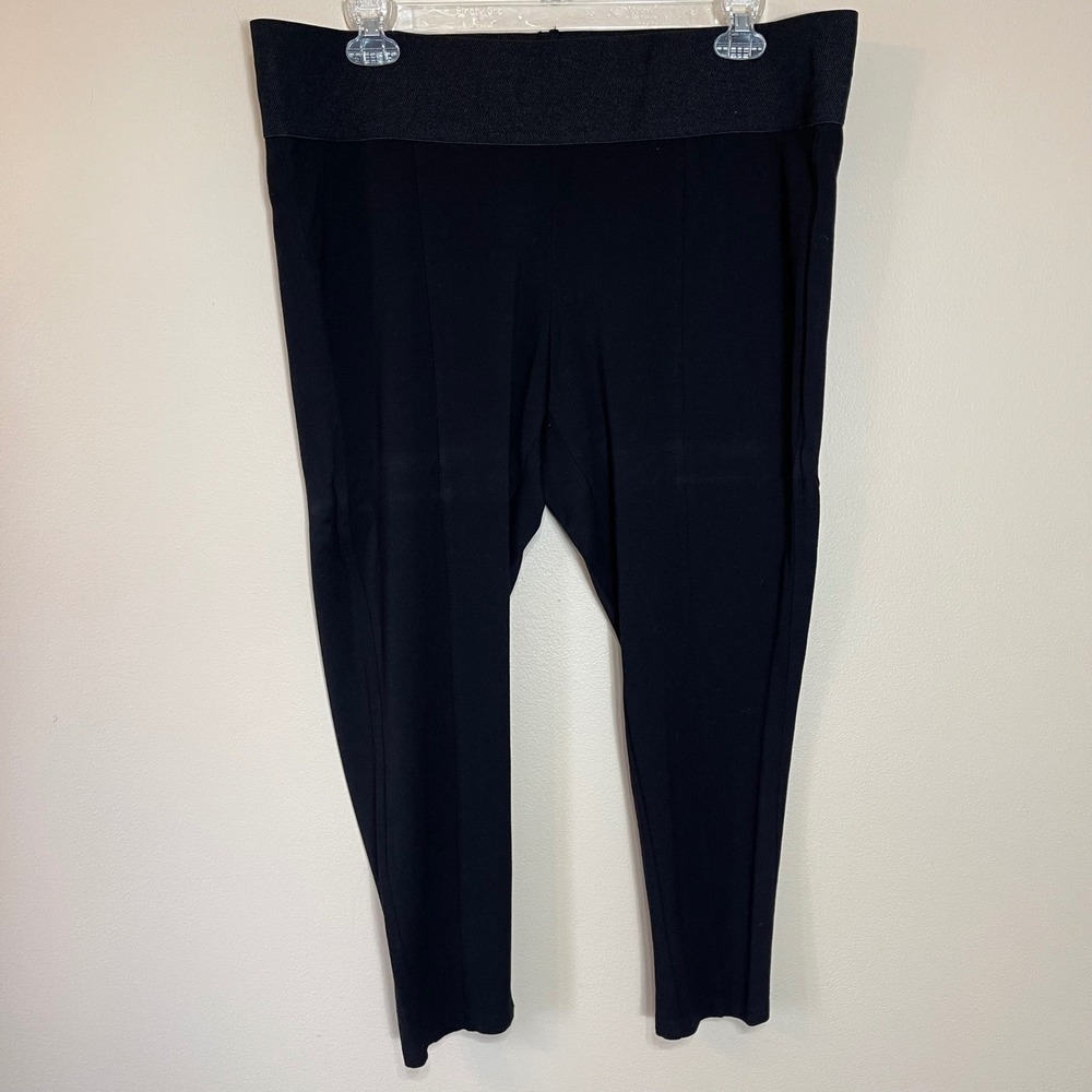 American Rag Cie Womens 3X Black Ponte Leggings Pintuck Seams Elastic Waist